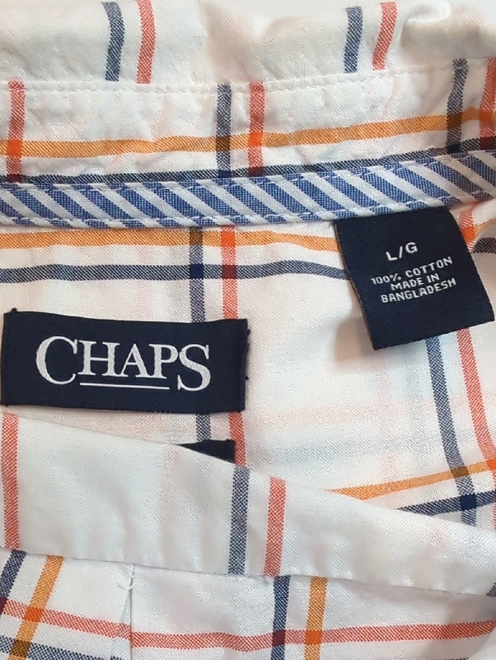 Chaps Men's White Plaid Short-Sleeve Button-Up Shirt Size L - Picture 3 of 6